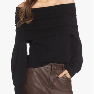 Treasure & Bond x Something Navy - Off the Shoulder Black Sweater